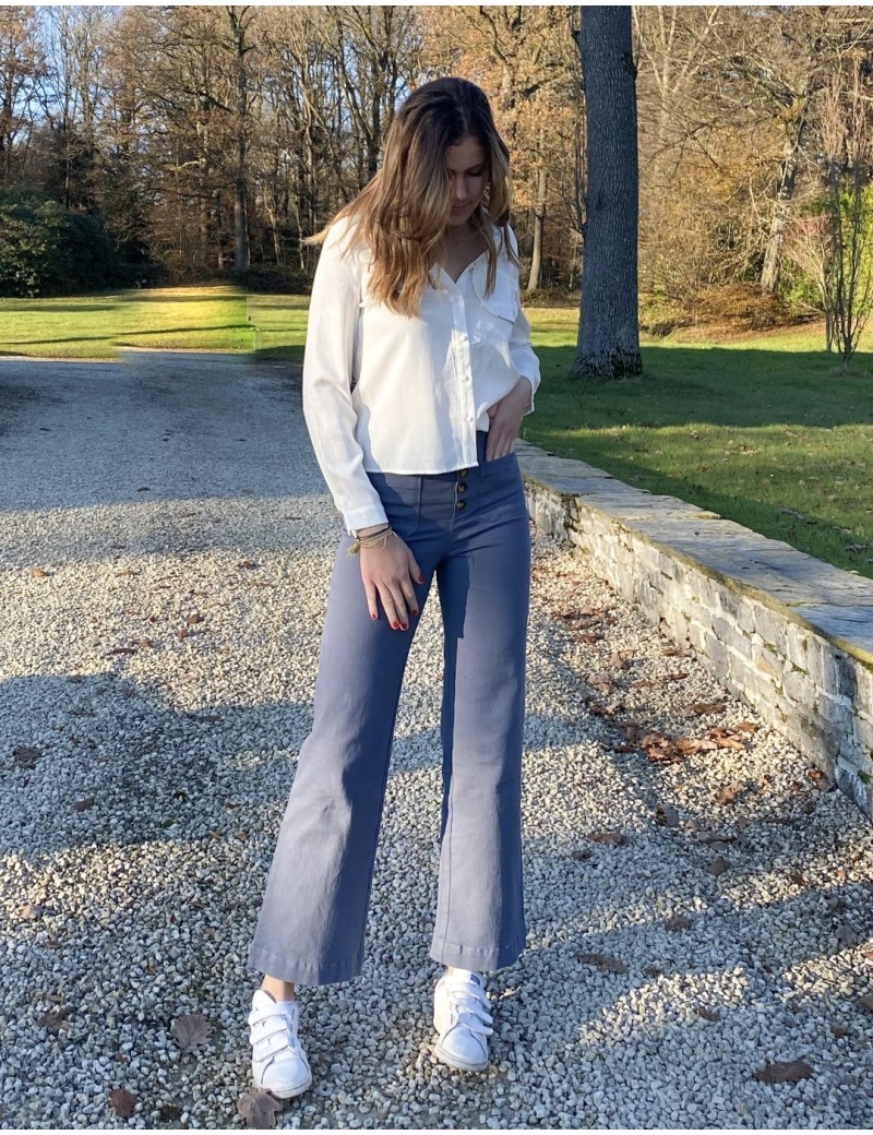 Pantalon HUMPHREY BLEU flare en coton