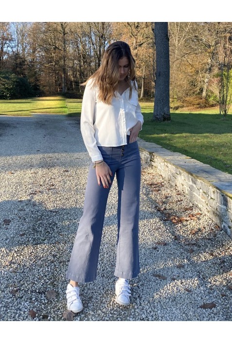 Pantalon HUMPHREY BLEU flare en coton