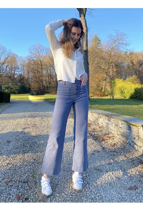 Pantalon HUMPHREY BLEU flare en coton