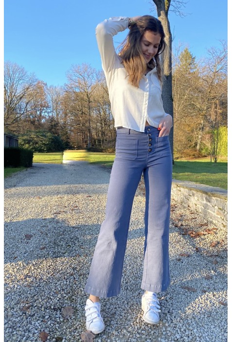 Pantalon HUMPHREY BLEU flare en coton