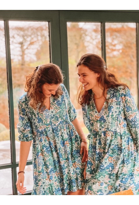 Petite robe SELMA  à fleurs bleues