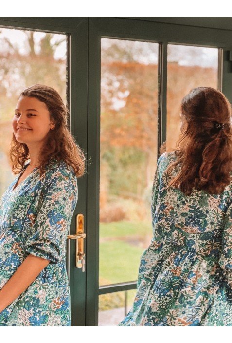 Petite robe SELMA  à fleurs bleues