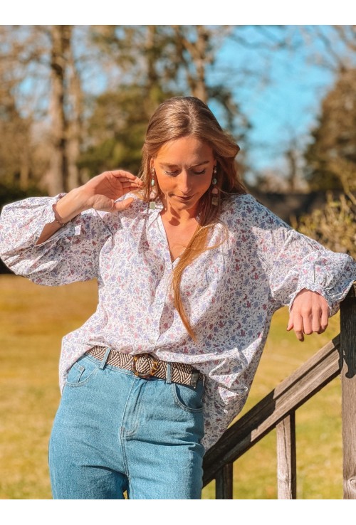 Chemise UMA  style liberty lilas et rose