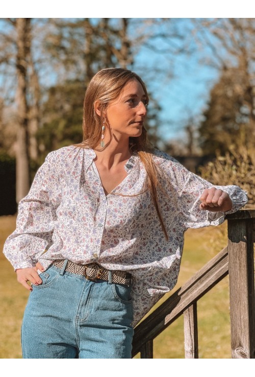 Chemise UMA  style liberty lilas et rose