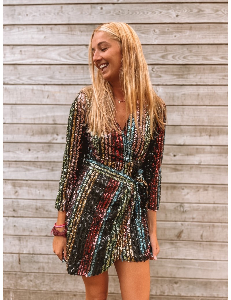 Petite robe TARA à sequins multicolores