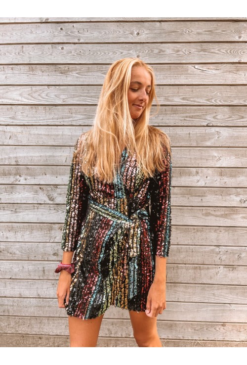 Petite robe TARA à sequins multicolores