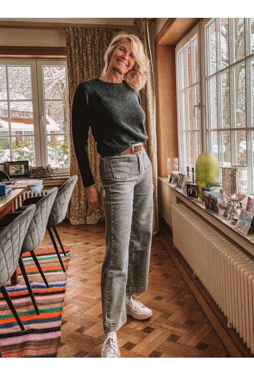 Jeans  BARRY GRIS flare avec petites poches carrées