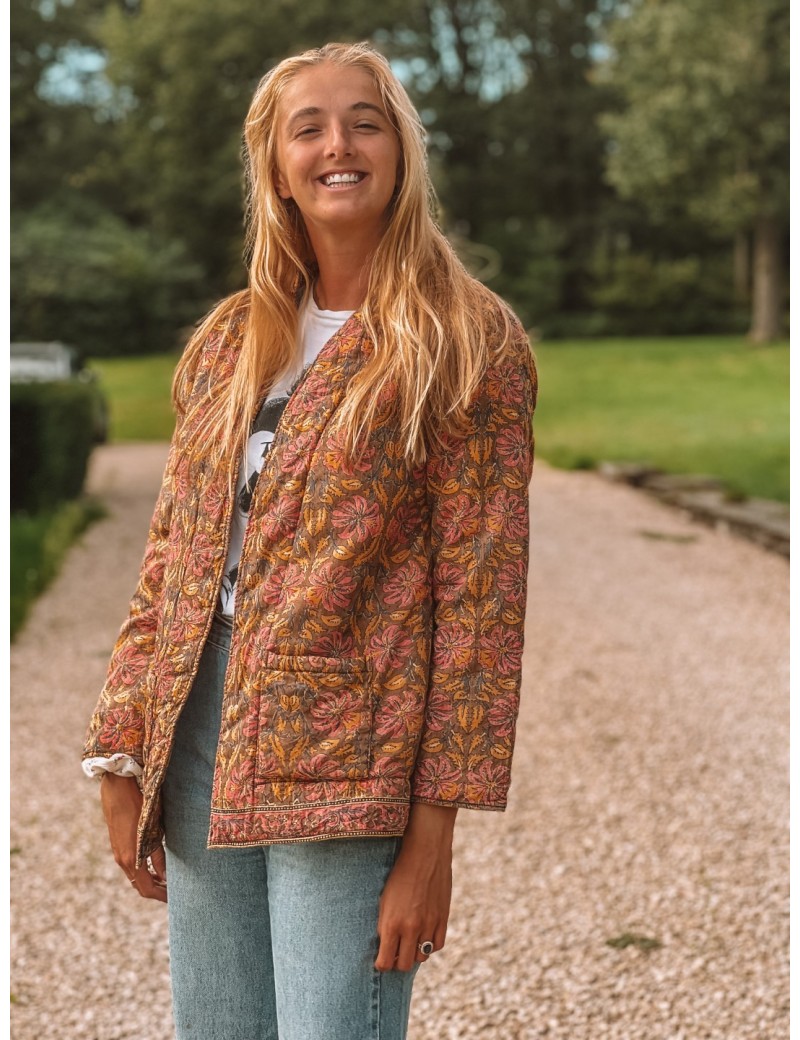 Veste matelassée ANNA ROSE à fleurs jaunes