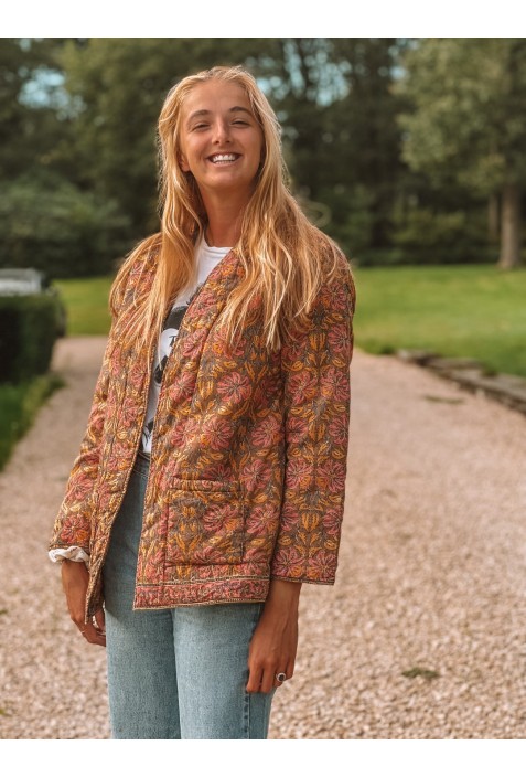 Veste matelassée ANNA ROSE à fleurs jaunes