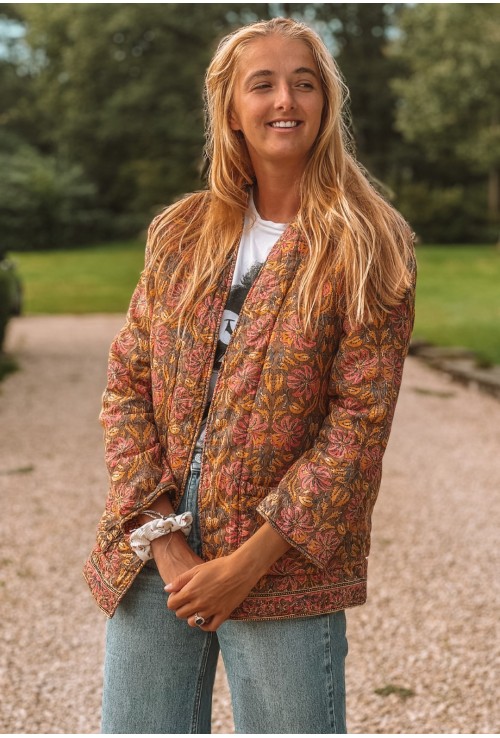 Veste matelassée ANNA ROSE à fleurs jaunes