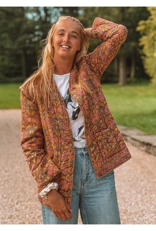 Veste matelassée ANNA ROSE à fleurs jaunes