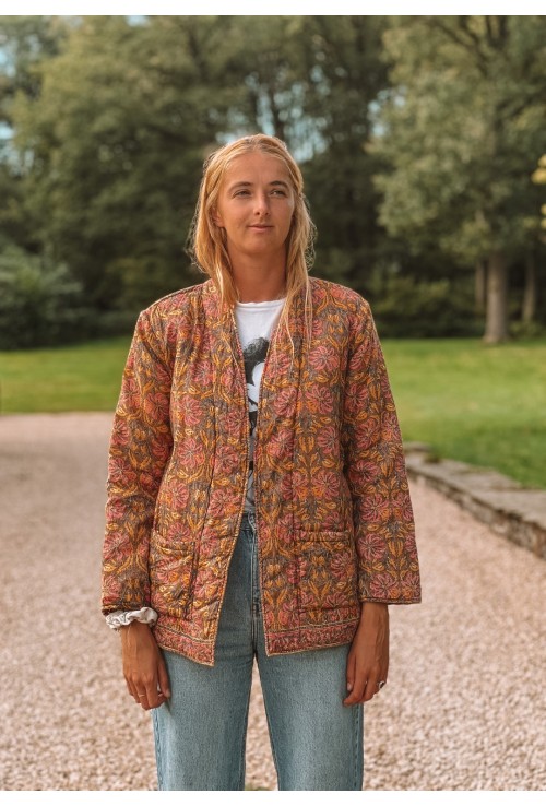 Veste matelassée ANNA ROSE à fleurs jaunes