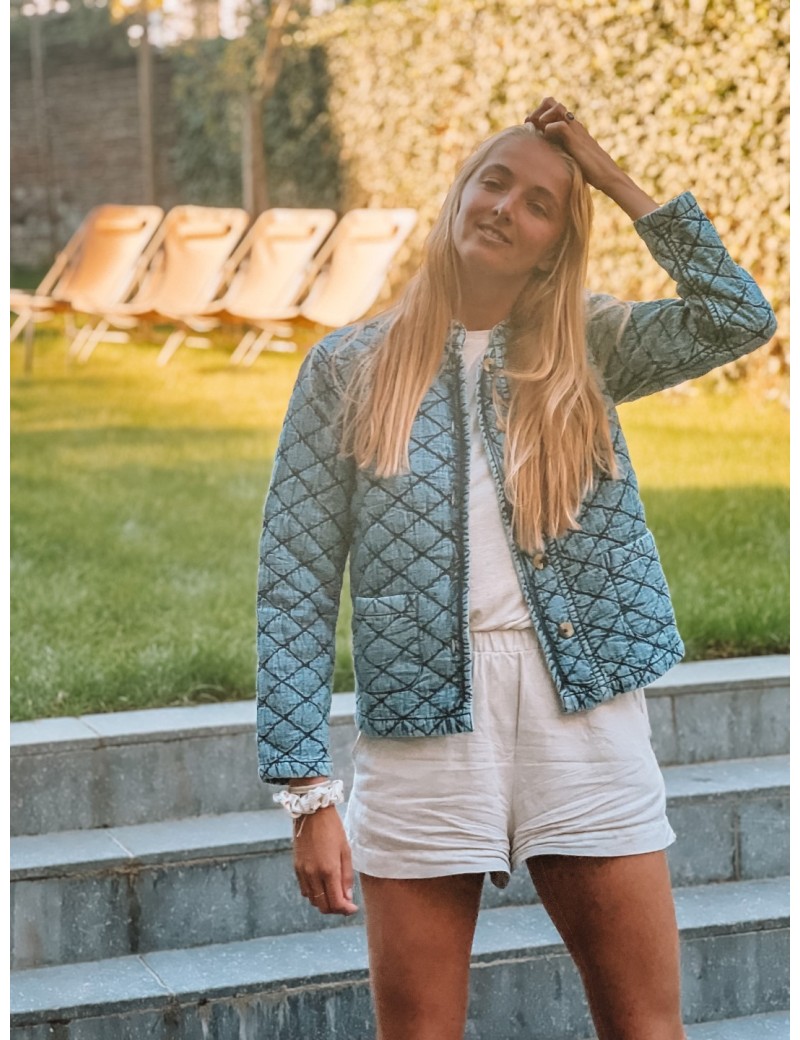 Veste ZACK en jeans bleu délavé matelassé