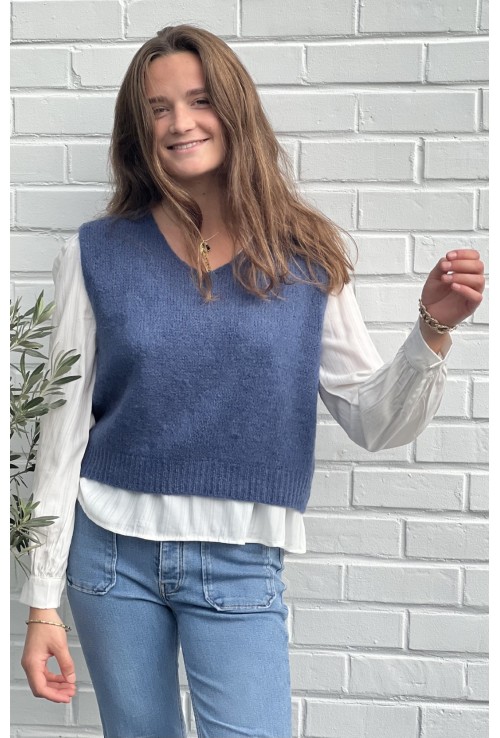 Pull sans manche CLEMENT BLEU