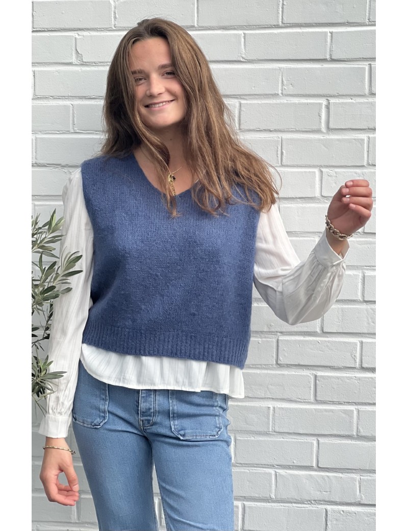 Pull sans manche CLEMENT BLEU