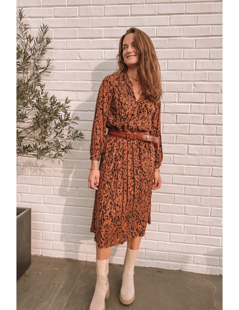 Robe mid SHARON à motifs brun clair