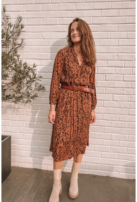 Robe mid SHARON à motifs brun clair