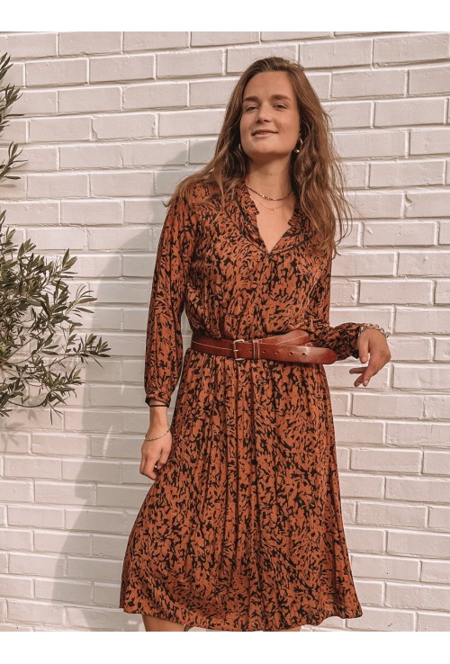 Robe mid SHARON à motifs brun clair