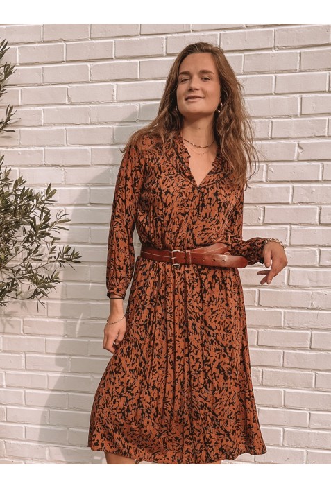 Robe mid SHARON à motifs brun clair