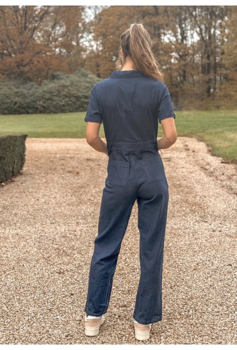 Combinaison pantalon BLAISE en jean bleu marine